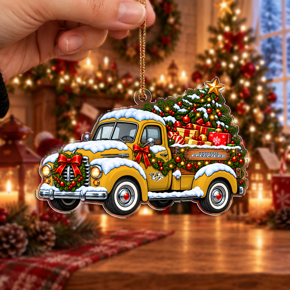 LIMITED EDITION - NEW CUSTOMIZED NHL31 NVP NASHVILLE PREDATORS CHRISTMAS ACRYLIC ORNAMENT