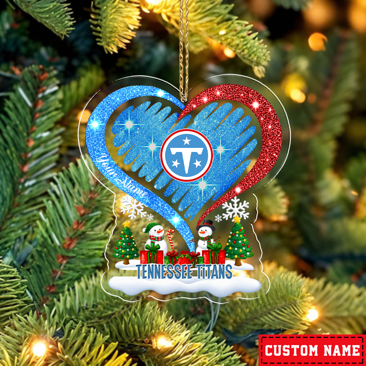 LIMITED EDITION - NEW CUSTOMIZED NFL31 TST TENNESSEE TITANS CHRISTMAS ACRYLIC ORNAMENT