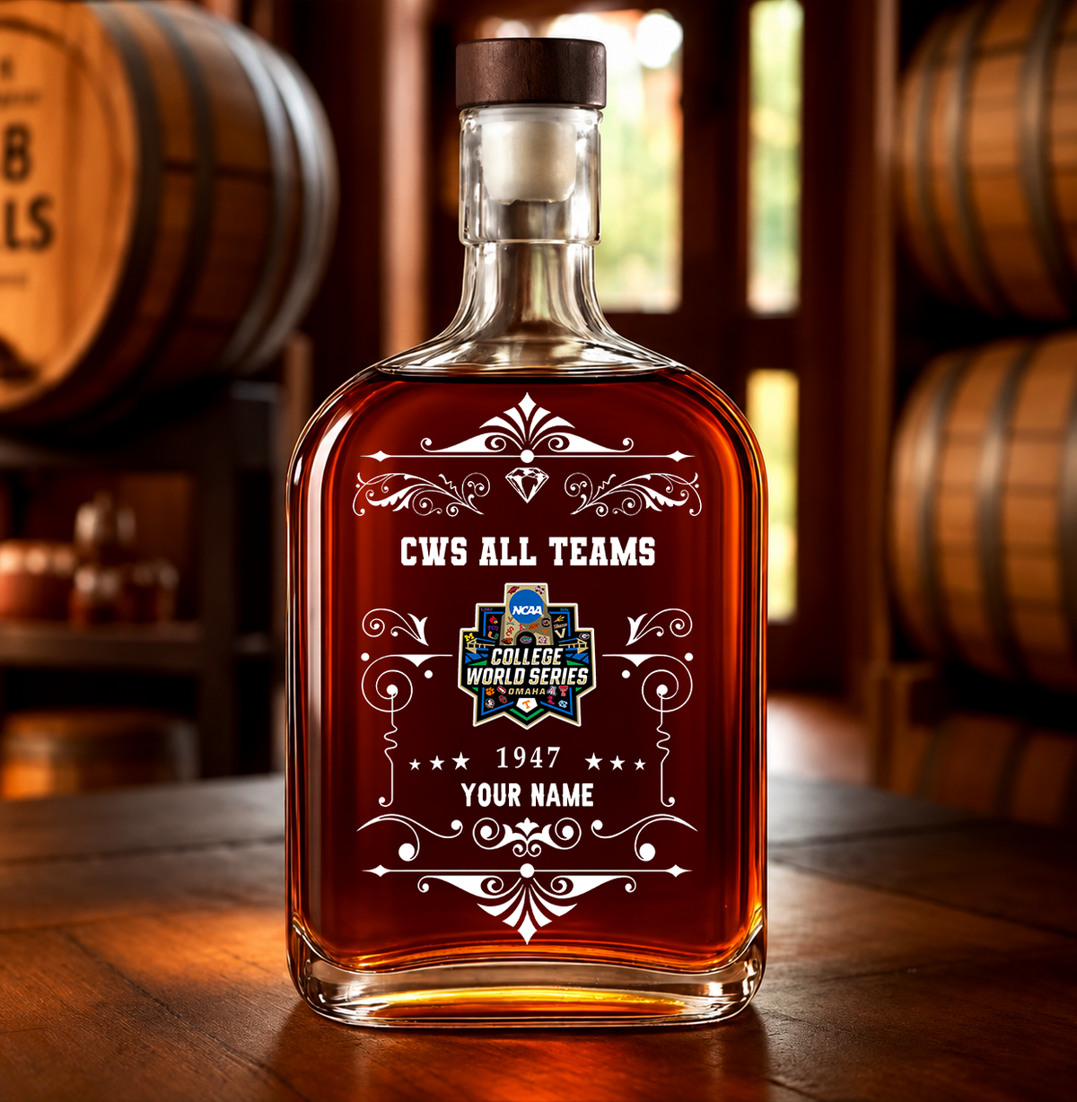 EXCLUSIVE EDITION - NEW CUSTOMIZED NCAA CWS32 ALL TEAMS LUXURY WHISKEY BOTTLE 450ML