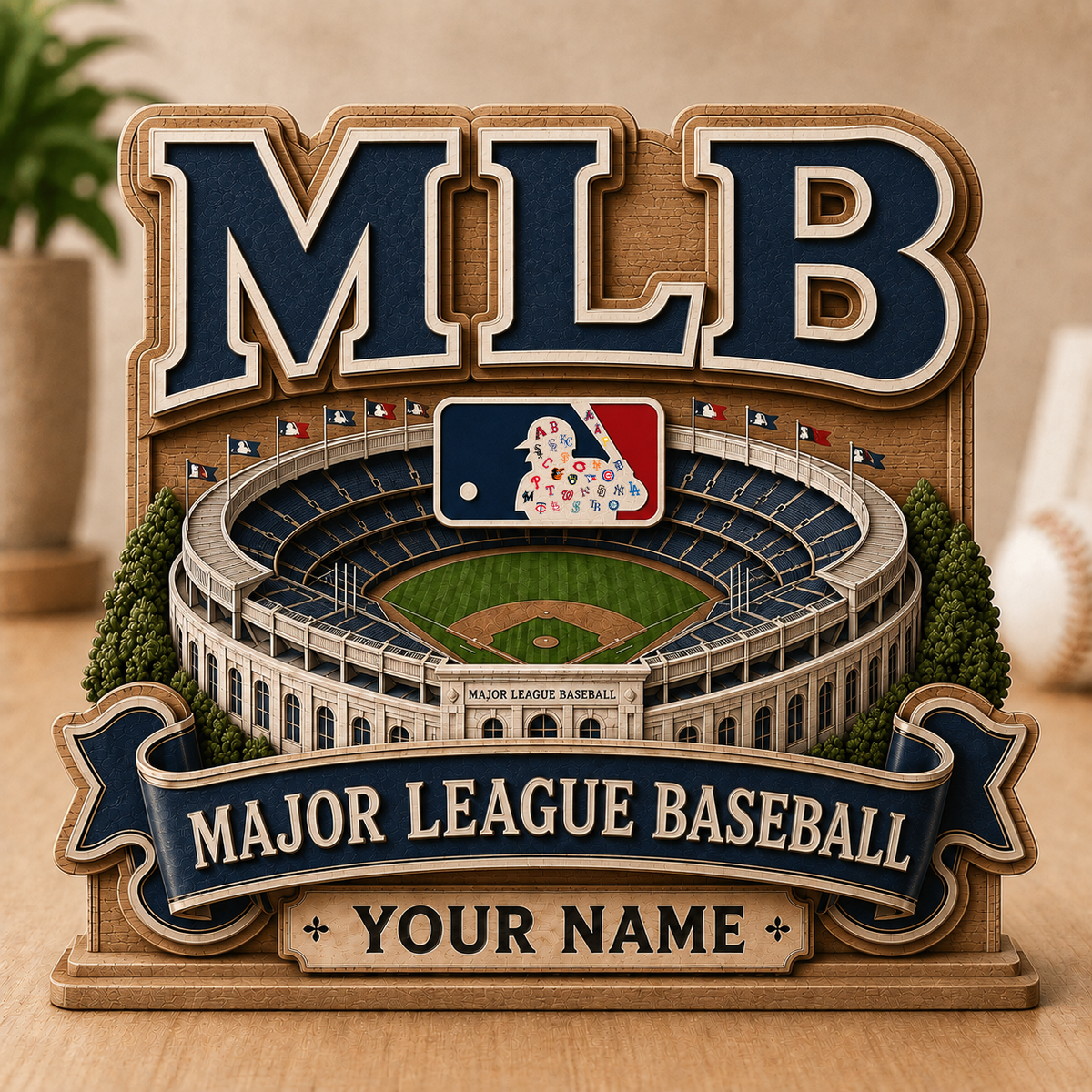 FINAL SALE - NEW CUSTOMIZED MLB32 MLB ALL TEAMS 3-LAYER WOODEN BLOCK