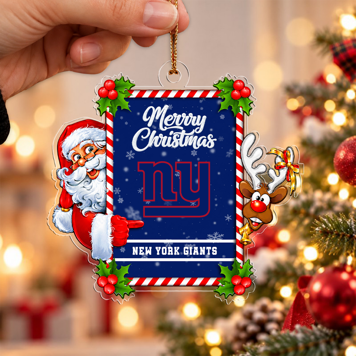 FINAL SALE - NEW CUSTOMIZED NFL32 NYG NEW YORK GIANTS CHRISTMAS ACRYLIC ORNAMENT