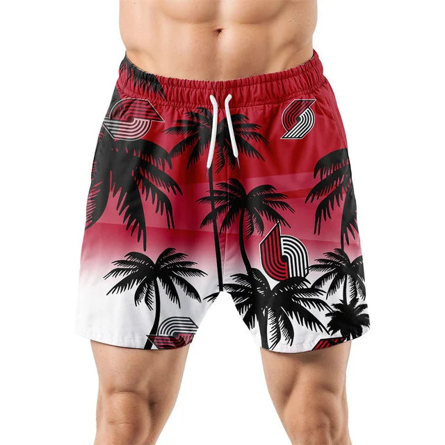 FINAL SALE - NEW CUSTOMIZED NBA22 PTB PORTLAND TRAIL BLAZERS UNISEX HAWAIIAN SHIRT & SHORTS SET