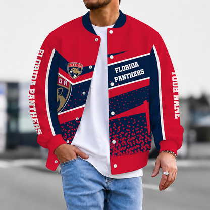 LIMITED EDITION - NEW CUSTOMIZED NHL01 FPT FLORIDA PANTHERS SATIN VARSITY JACKET & BASEBALL JACKET