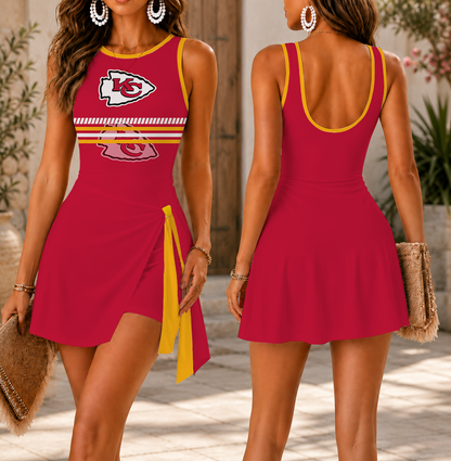 LIMITED EDITION - NEW CUSTOMIZED NFL01 KCC KANSAS CITY CHIEFS WOMEN'S SUMMER SKORT DRESS
