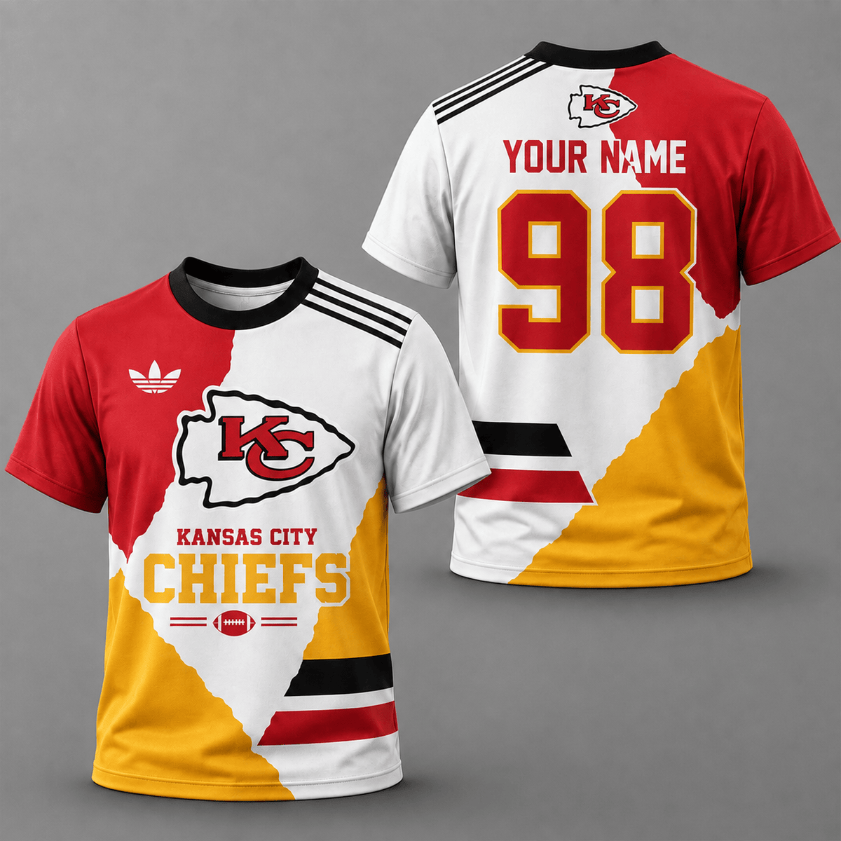 ELITE EDITION - NEW CUSTOMIZED NFL01 KCC KANSAS CITY CHIEFS T-SHIRTS, POLO SHIRT & ZIP POLO SHIRT