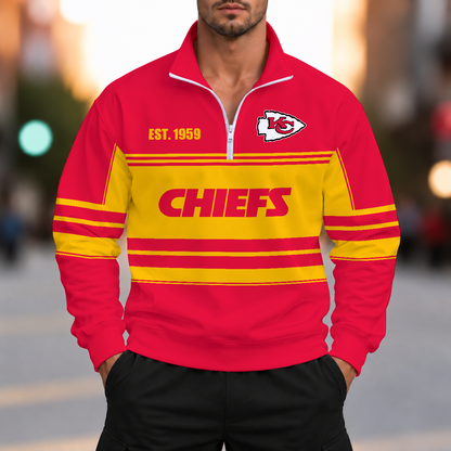 LIMITED EDITION - NEW CUSTOMIZED NFL01 KCC KANSAS CITY CHIEFS ZIPPER SWEATSHIRT