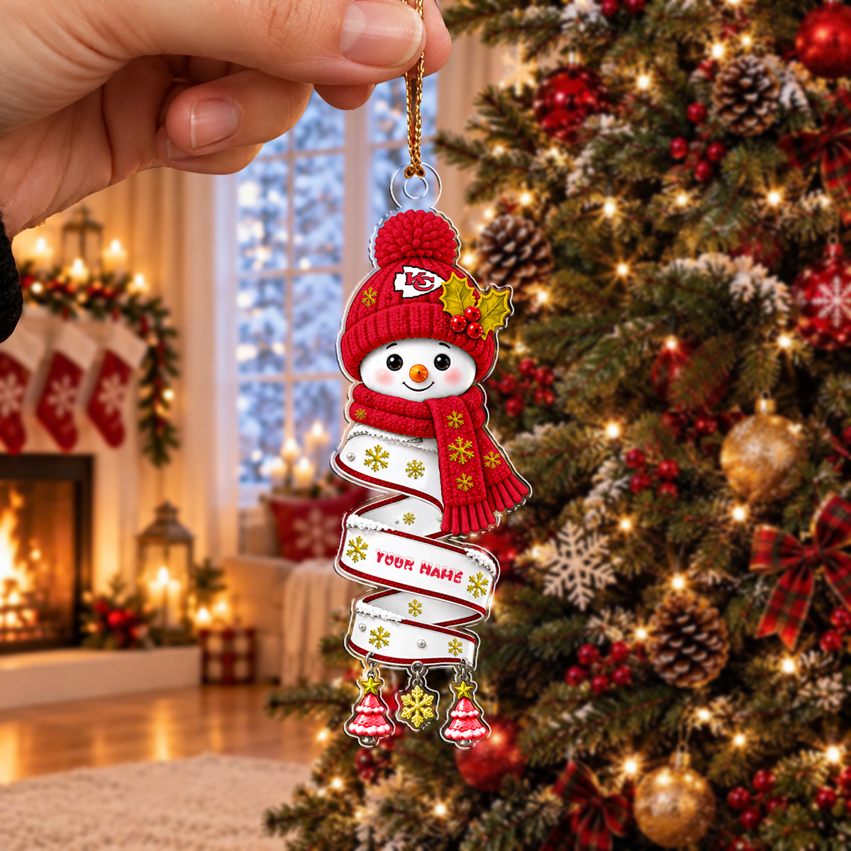 FINAL SALE - NEW CUSTOMIZED NFL01 KCC KANSAS CITY CHIEFS CHRISTMAS ACRYLIC ORNAMENT