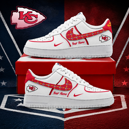 LIMITED EDITION - NEW CUSTOMIZED NFL01 KCC KANSAS CITY CHIEFS AF1 SHOES