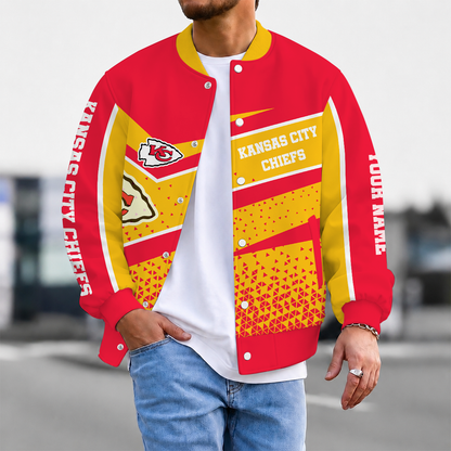 LIMITED EDITION - NEW CUSTOMIZED NFL01 KCC KANSAS CITY CHIEFS SATIN VARSITY & BASEBALL JACKET