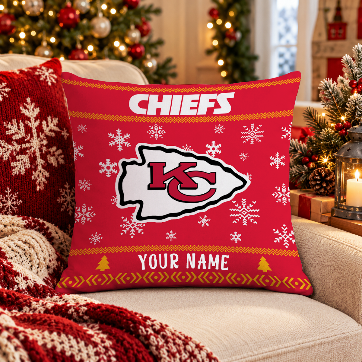 FINAL SALE - NEW PERSONALIZED NFL01 KCC KANSAS CITY CHIEFS PILLOW CASE