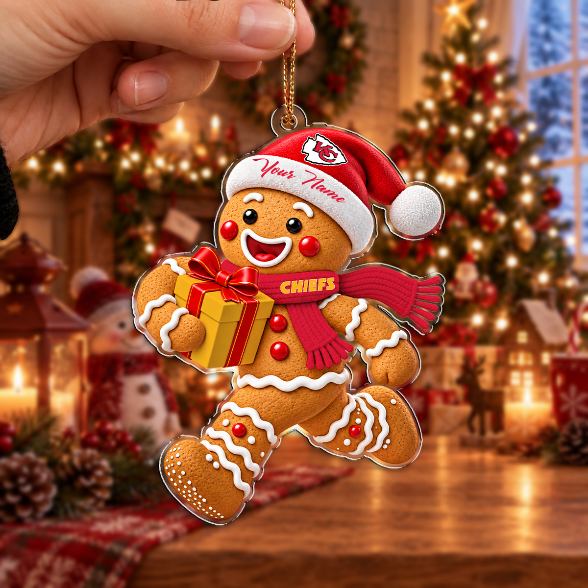 FINAL SALE - NEW CUSTOMIZED NFL01 KCC KANSAS CITY CHIEFS CHRISTMAS ACRYLIC ORNAMENT
