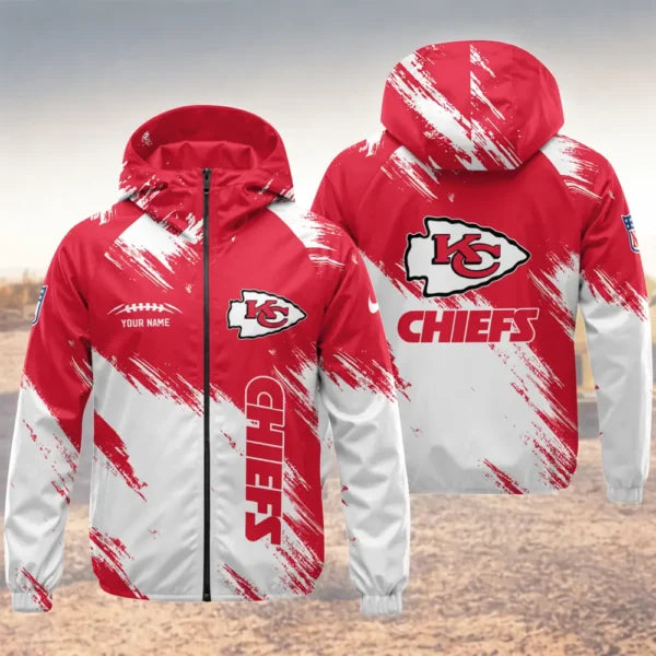 LIMITED EDITION - NEW CUSTOMIZED NFL01 KCC KANSAS CITY CHIEFS WINDBREAKER JACKET