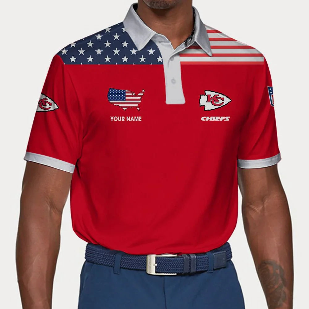 LIMITED EDITION - NEW CUSTOMIZED NFL01 KCC KANSAS CITY CHIEFS POLO SHIRT