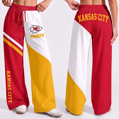 LIMITED EDITION - NEW CUSTOMIZED NFL01 KCC KANSAS CITY CHIEFS WOMEN'S WIDE LEG PANTS