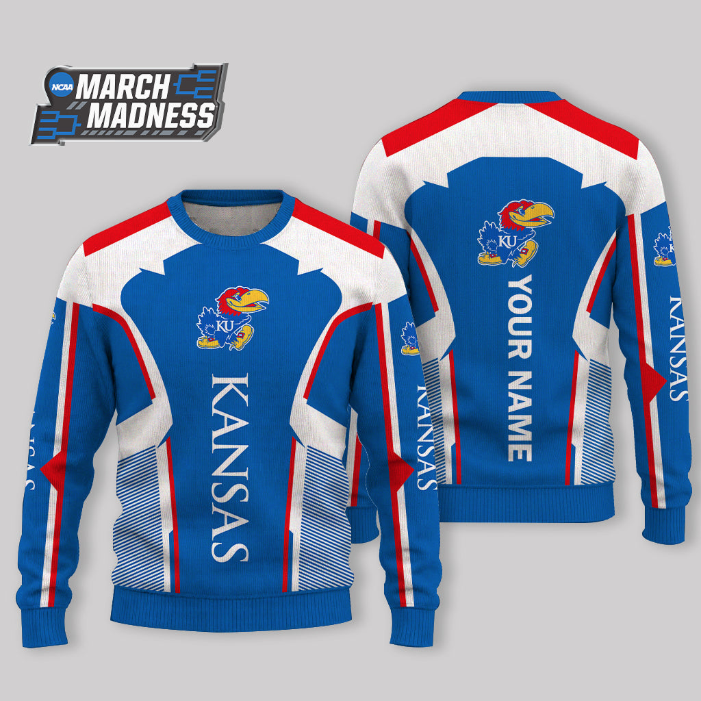 LIMITED EDITION - NEW CUSTOMIZED NCAA MAM01 KSJ KANSAS JAYHAWKS UGLY SWEATER