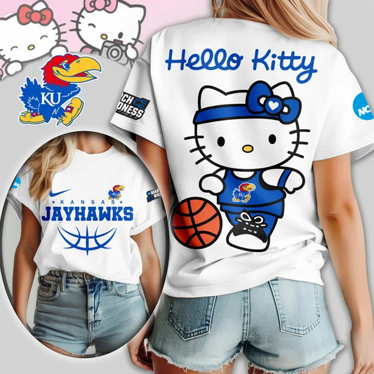 MEGA SALE - NEW CUSTOMIZED NCAA MAM01 KSJ KS JAYHAWKS HELLO KITTY T-SHIRT, SWEATSHIRT, HOODIE & ZIP HOODIE