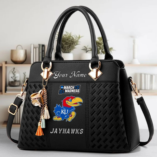 VIRAL EDITON - NEW CUSTOMIZED NCAA MAM01 KSJ KS JAYHAWKS ZIP HANDBAG MULTICOLOR