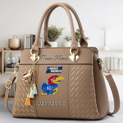 VIRAL EDITON - NEW CUSTOMIZED NCAA MAM01 KSJ KS JAYHAWKS ZIP HANDBAG MULTICOLOR