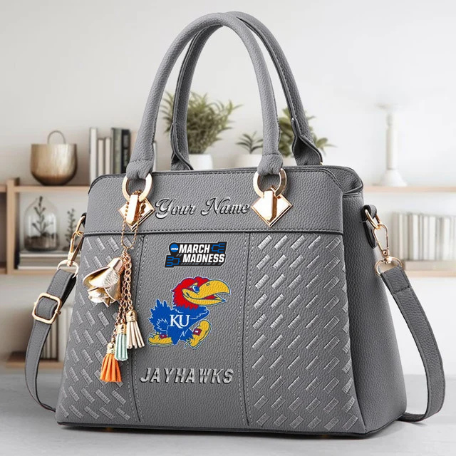 VIRAL EDITON - NEW CUSTOMIZED NCAA MAM01 KSJ KS JAYHAWKS ZIP HANDBAG MULTICOLOR