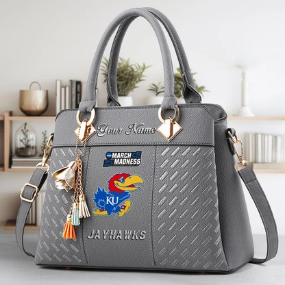 VIRAL EDITON - NEW CUSTOMIZED NCAA MAM01 KSJ KS JAYHAWKS ZIP HANDBAG MULTICOLOR