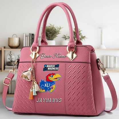VIRAL EDITON - NEW CUSTOMIZED NCAA MAM01 KSJ KS JAYHAWKS ZIP HANDBAG MULTICOLOR