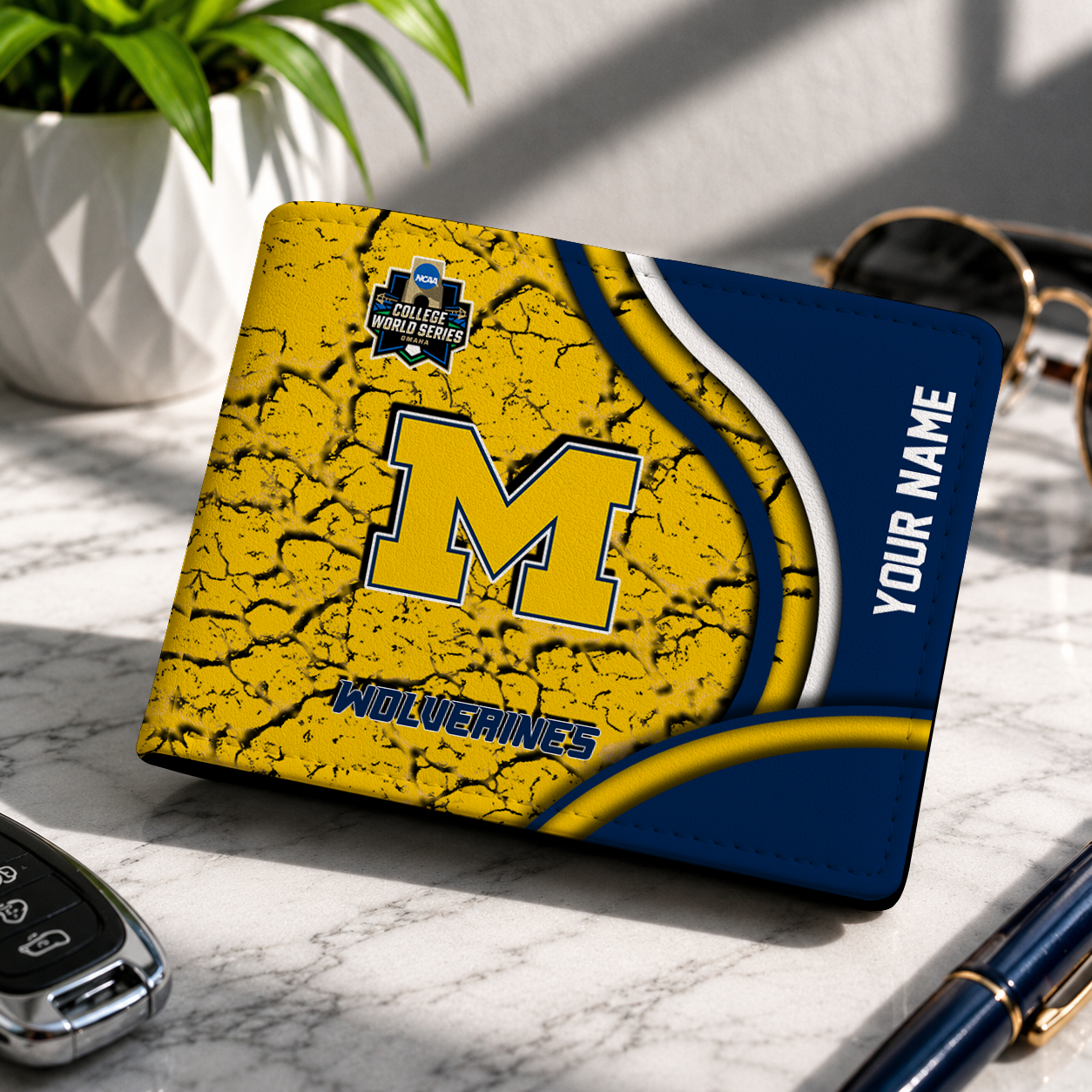 VIRAL EDITION - NEW CUSTOMIZED NCAA CWS01 MIW MICHIGAN WOLVERINES LEATHER WALLET