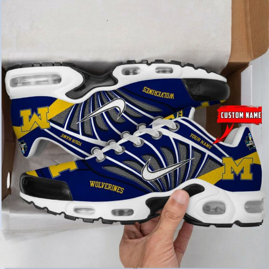 ELITE EDITION - NEW CUSTOMIZED NCAA CWS01 MIW MI WOLVERINES UNISEX AIR MAX PLUS SNEAKERS