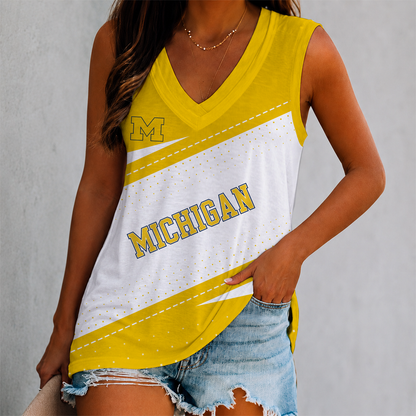 LIMITED EDITION - NEW CUSTOMIZED NCAA CWS01 MIW MICHIGAN WOLVERINES WOMEN'S V-NECK TANK TOP