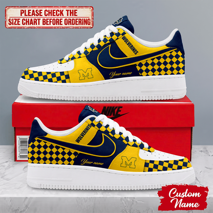 SPECIAL EDITION - NEW CUSTOMIZED NCAA CWS01 MIW MICHIGAN WOLVERINES AF1 SHOES