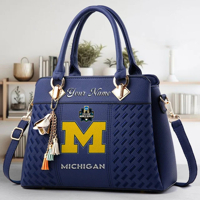 VIRAL EDITON - NEW CUSTOMIZED NCAA CWS01 MIW MI WOLVERINES ZIP HANDBAG MULTICOLOR