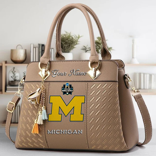 VIRAL EDITON - NEW CUSTOMIZED NCAA CWS01 MIW MI WOLVERINES ZIP HANDBAG MULTICOLOR
