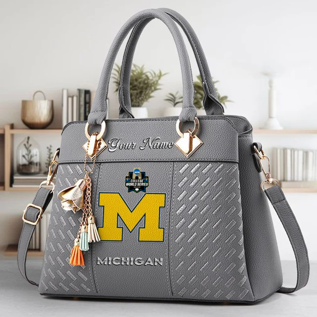 VIRAL EDITON - NEW CUSTOMIZED NCAA CWS01 MIW MI WOLVERINES ZIP HANDBAG MULTICOLOR