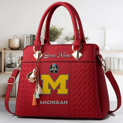 VIRAL EDITON - NEW CUSTOMIZED NCAA CWS01 MIW MI WOLVERINES ZIP HANDBAG MULTICOLOR