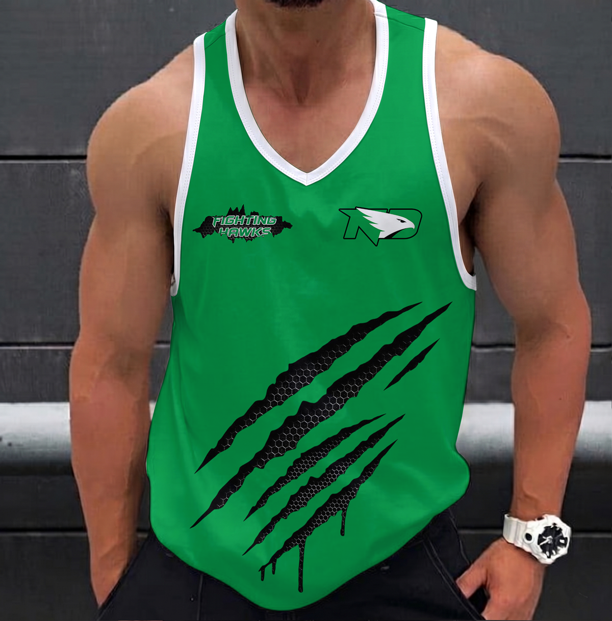 EXCLUSIVE EDITION - NEW CUSTOMIZED NCAA MFF01 NFH NORTH DAKOTA FIGHTING HAWKS UNISEX TANK TOP
