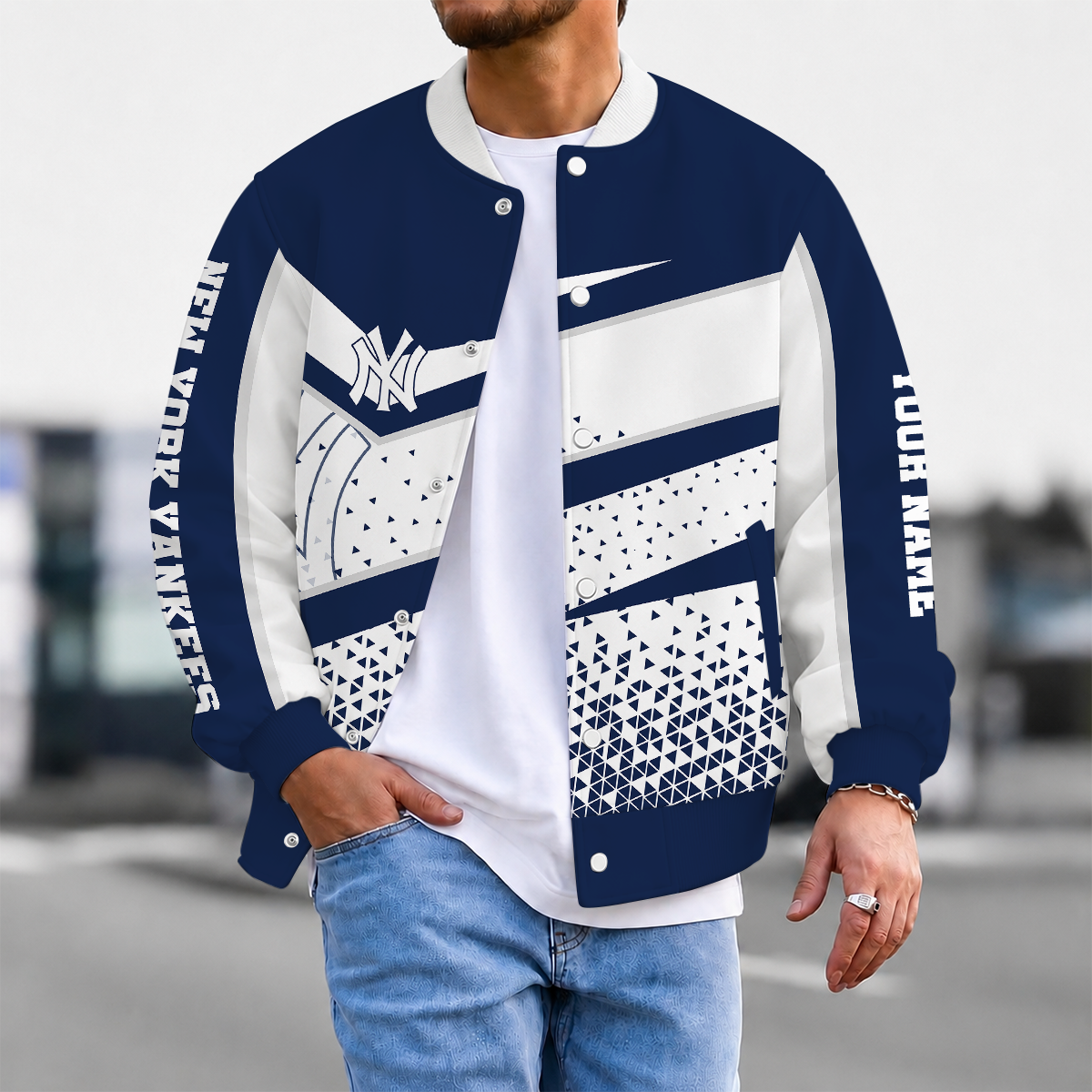 SPECIAL EDITION - NEW CUSTOMIZED MLB01 NYY NEW YORK YANKEES SATIN VARSITY & BASEBALL JACKET