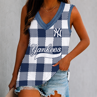 SPECIAL EDITION - NEW CUSTOMIZED MLB01 NYY NEW YORK YANKEES WOMEN'S V-NECK TANK TOP
