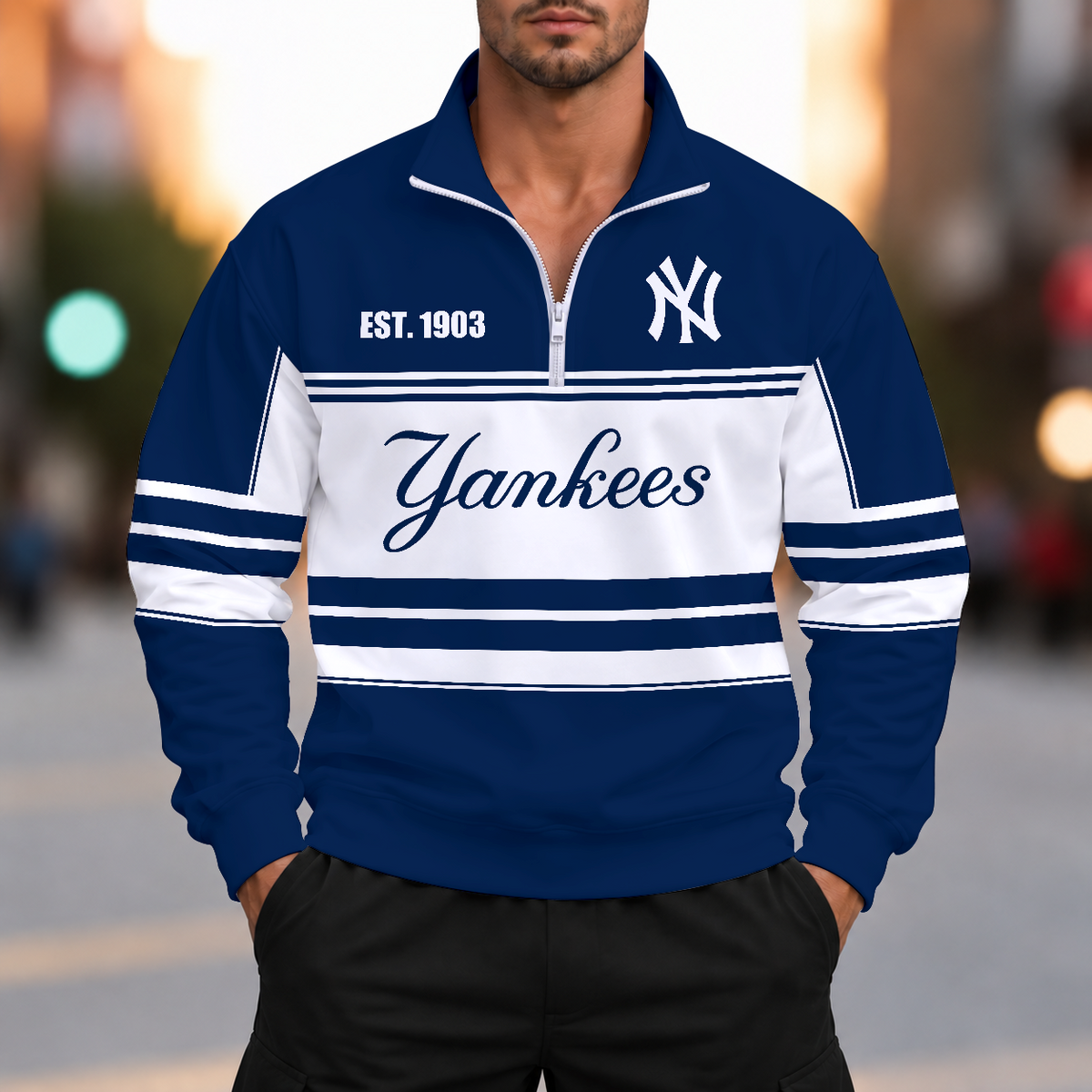 LIMITED EDITION - NEW CUSTOMIZED MLB01 NYY NEW YORK YANKEES ZIPPER SWEATSHIRT