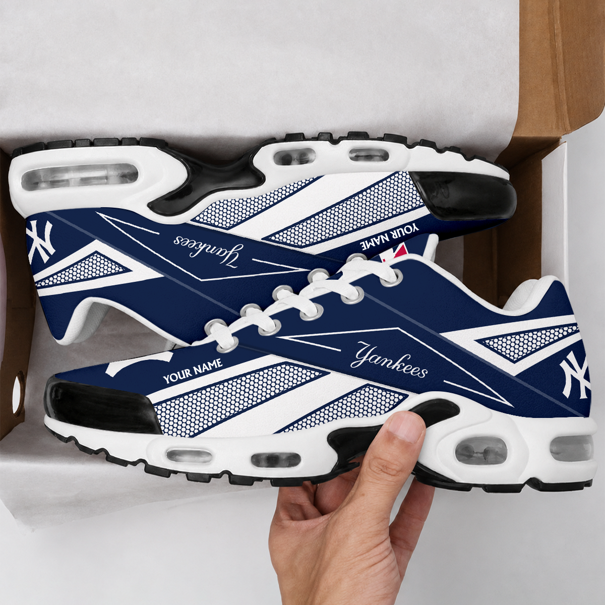 VIRAL EDITION - NEW CUSTOMIZED MLB01 NYY NEW YORK YANKEES AIR MAX PLUS SNEAKERS