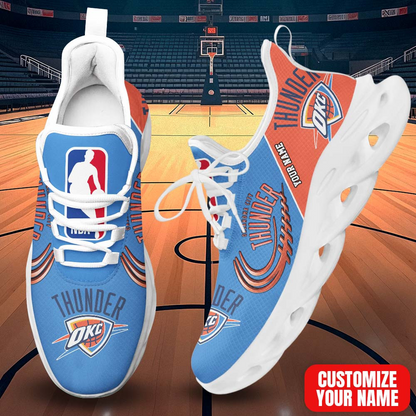 FINAL SALE - NEW CUSTOMIZED NBA01 OCT OKLAHOMA CITY THUNDER PREMIUM CLUNKY SNEAKERS