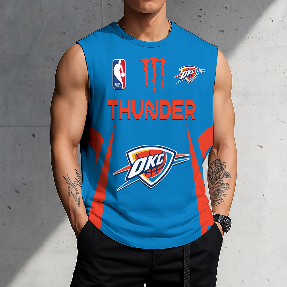 FINAL SALE - NEW CUSTOMIZED NBA01 OCT OKLAHOMA CITY THUNDER MEN'S GYM SHIRT
