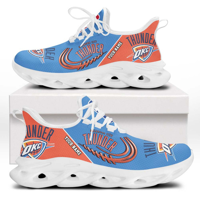 FINAL SALE - NEW CUSTOMIZED NBA01 OCT OKLAHOMA CITY THUNDER PREMIUM CLUNKY SNEAKERS
