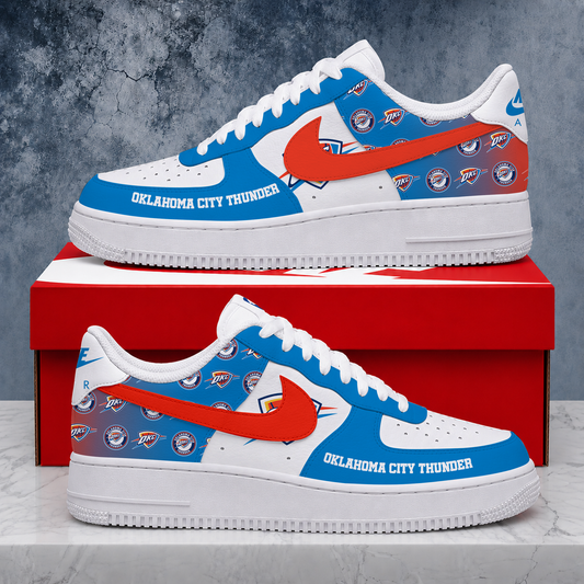 ELITE EDITION - NEW CUSTOMIZED NBA01 OCT OKLAHOMA CITY THUNDER AF1 SNEAKERS