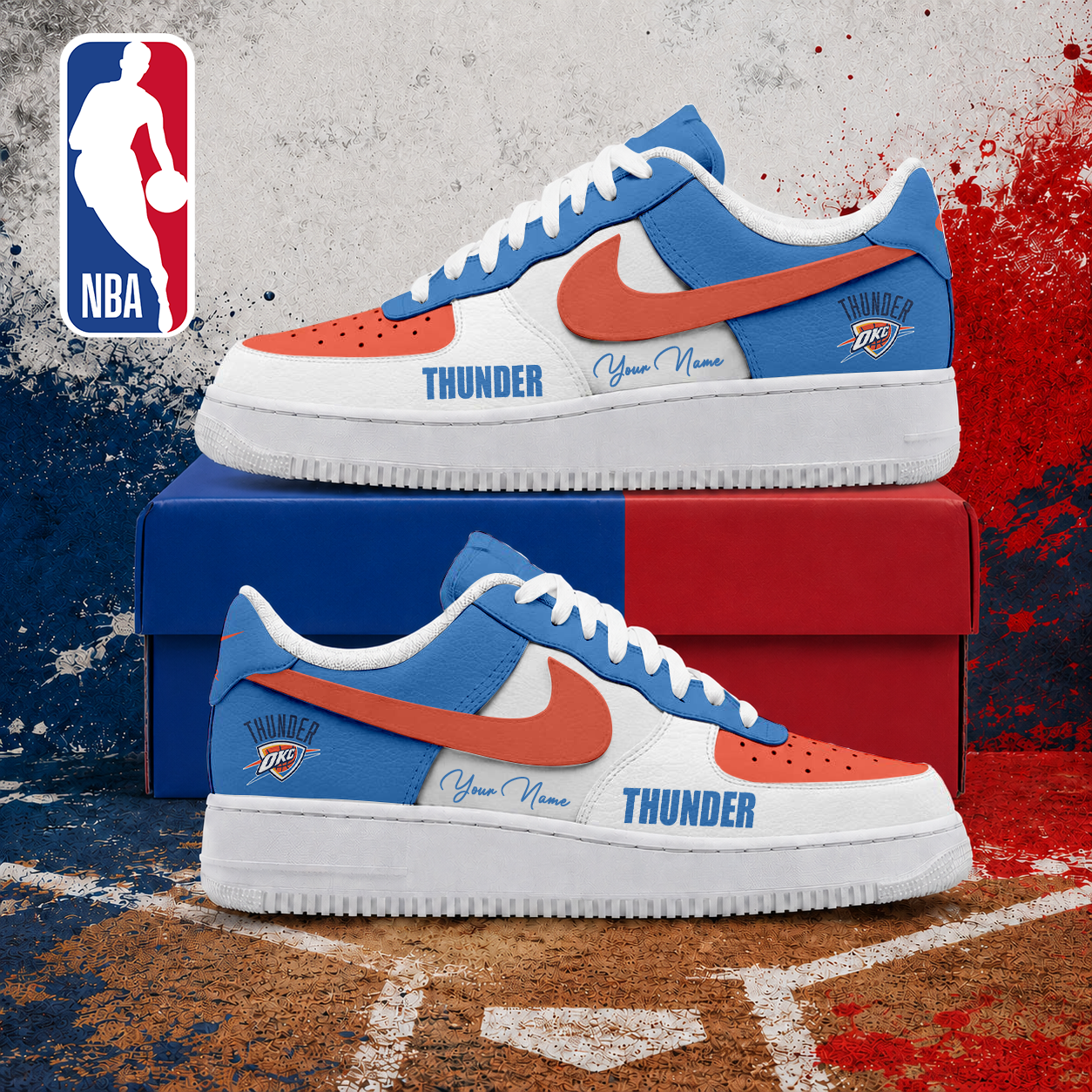 FINAL SALE - NEW CUSTOMIZED NBA01 OCT OKLAHOMA CITY THUNDER AF1 SNEAKERS