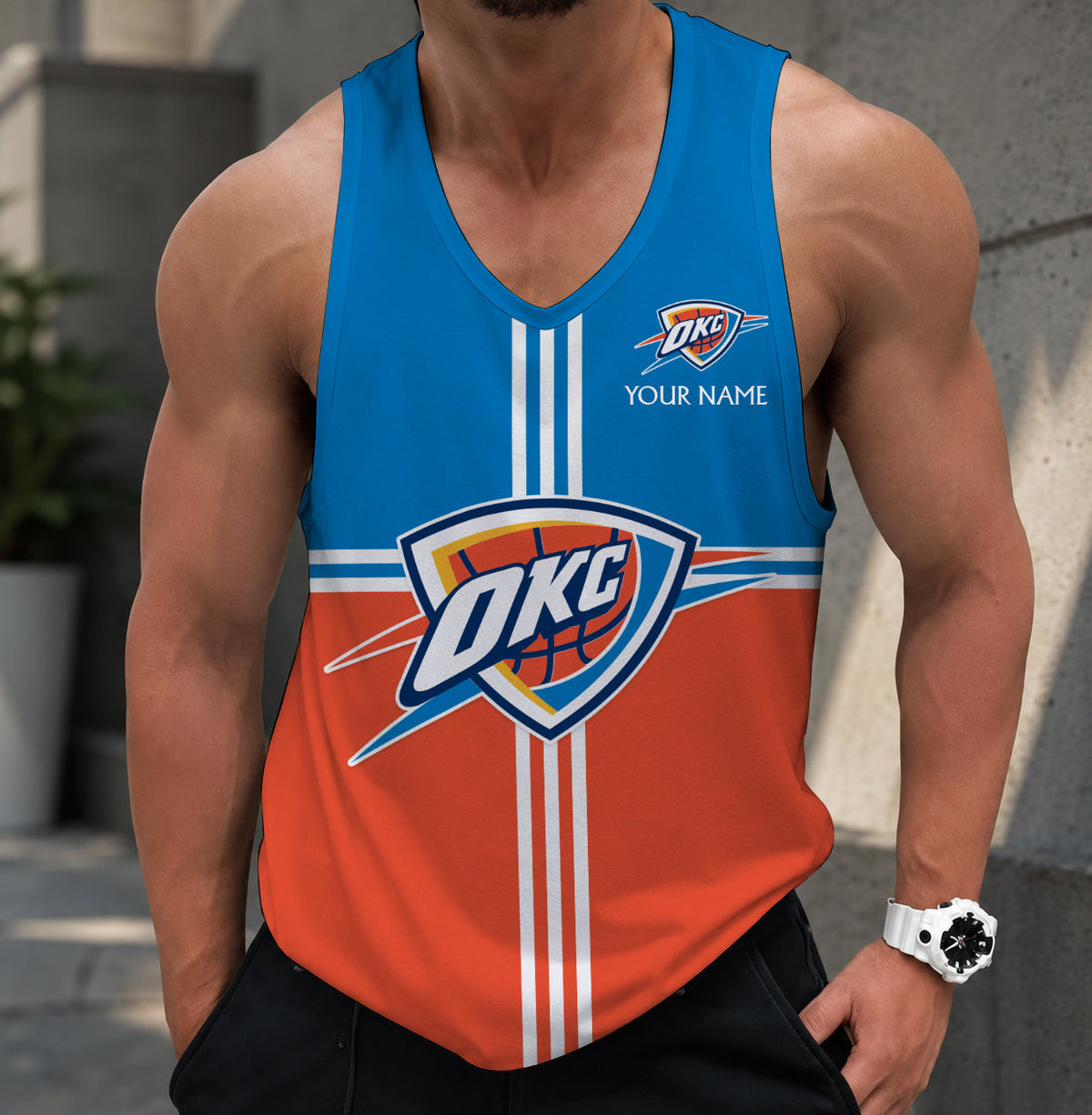 FINAL SALE - NEW CUSTOMIZED NBA01 OCT OKLAHOMA CITY THUNDER MEN'S TANK TOP