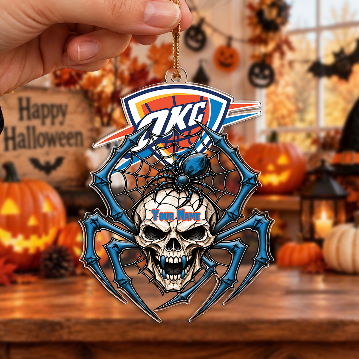 VIRAL EDITION - NEW CUSTOMIZED NBA01 OCT OKLAHOMA CITY THUNDER HALLOWEEN ACRYLIC ORNAMENT