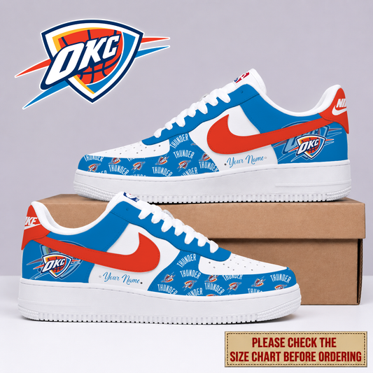 ELITE EDITION - NEW CUSTOMIZED NBA01 OCT OKLAHOMA CITY THUNDER AF1 SNEAKERS