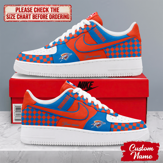 ELITE EDITION - NEW CUSTOMIZED NBA01 OCT OKLAHOMA CITY THUNDER AF1 SNEAKERS