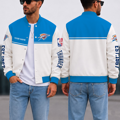 EXCLUSIVE EDITION - NEW CUSTOMIZED NBA01 OCT OKLAHOMA CITY THUNDER BASEBALL JACKET, SATIN VARSITY JACKET