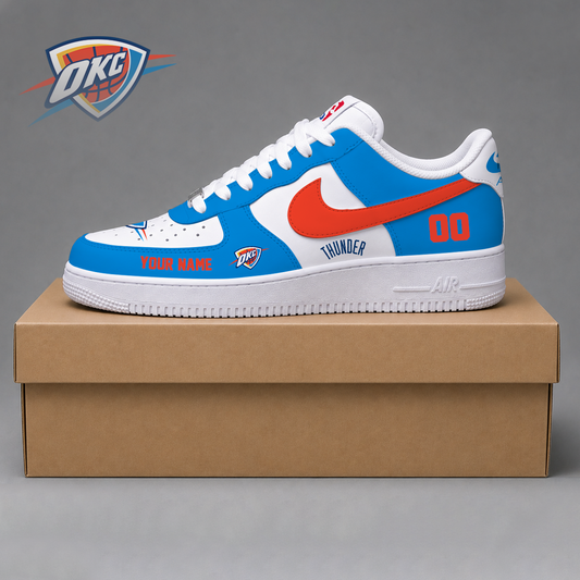 ELITE EDITION - NEW CUSTOMIZED NBA01 OCT OKLAHOMA CITY THUNDER AF1 SNEAKERS