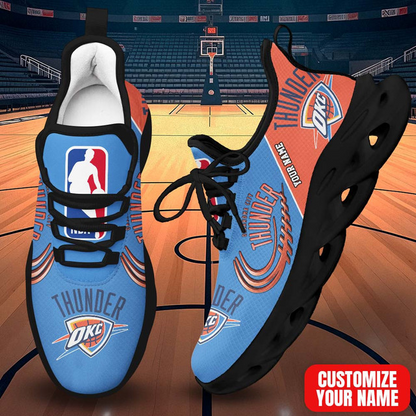 FINAL SALE - NEW CUSTOMIZED NBA01 OCT OKLAHOMA CITY THUNDER PREMIUM CLUNKY SNEAKERS
